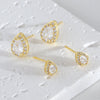 Minimalist Sparkling Diamond Water Drop Copper Goldplated Stud Earrings For Women