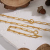 Minimalist Stacked Geometric Paperclip Chain Necklace And Bracelet Set Electroplated Stainless Steel And Titanium Steel Hip Hop Punk Streetwear Style For Women