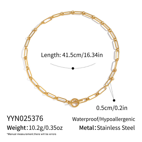 Minimalist Stacked Geometric Paperclip Chain Necklace And Bracelet Set Electroplated Stainless Steel And Titanium Steel Hip Hop Punk Streetwear Style For Women
