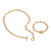 Minimalist Stacked Geometric Paperclip Chain Necklace And Bracelet Set Electroplated Stainless Steel And Titanium Steel Hip Hop Punk Streetwear Style For Women
