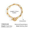 Minimalist Stacked Geometric Paperclip Chain Necklace And Bracelet Set Electroplated Stainless Steel And Titanium Steel Hip Hop Punk Streetwear Style For Women