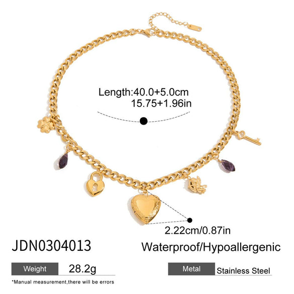 Minimalist Stainless Steel And Titanium Steel Heart Pendant Necklace With Electroplating For Women