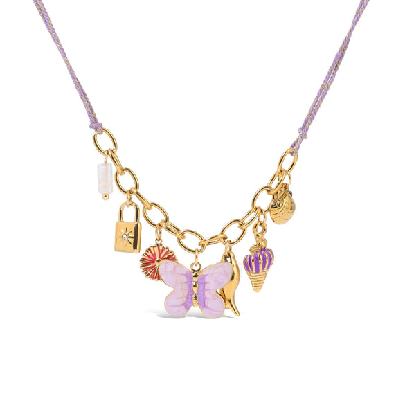 Minimalist Stainless Steel And Titanium Steel Necklace For Women With Geometric Pattern Diamond Butterfly Pendant And Electroplating Design