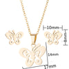 Minimalist Stainless Steel Butterfly Stud Earrings And Necklace Jewelry Set With Hollow Geometric Design And Electroplated Finish