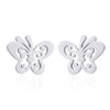 Minimalist Stainless Steel Butterfly Stud Earrings And Necklace Jewelry Set With Hollow Geometric Design And Electroplated Finish