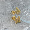 Minimalist Stainless Steel Butterfly Stud Earrings Animal Style Electroplated Jewelry