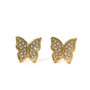 Minimalist Stainless Steel Butterfly Stud Earrings Animal Style Electroplated Jewelry