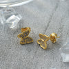 Minimalist Stainless Steel Butterfly Stud Earrings Animal Style Electroplated Jewelry