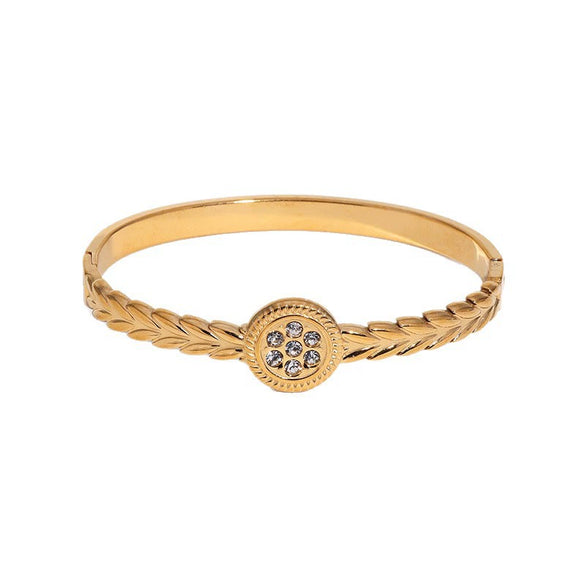 Minimalist Stainless Steel Clasp Bracelet With Geometric Wheat Ear Design Electroplated Light Luxury High End Accessory