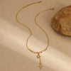Minimalist Stainless Steel Clavicle Chain With Geometric Pattern And Star Pendant Electroplated