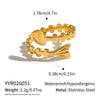 Minimalist Stainless Steel Fishbone Open Ring With Goldplated Finish Vacuum Electroplated Unisex Jewelry
