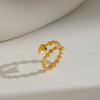 Minimalist Stainless Steel Fishbone Open Ring With Goldplated Finish Vacuum Electroplated Unisex Jewelry