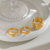 Minimalist Stainless Steel Fishbone Open Ring With Goldplated Finish Vacuum Electroplated Unisex Jewelry