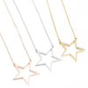 Minimalist Stainless Steel Geometric Star And Heart Pendant Necklace With Electroplated Finish For Women
