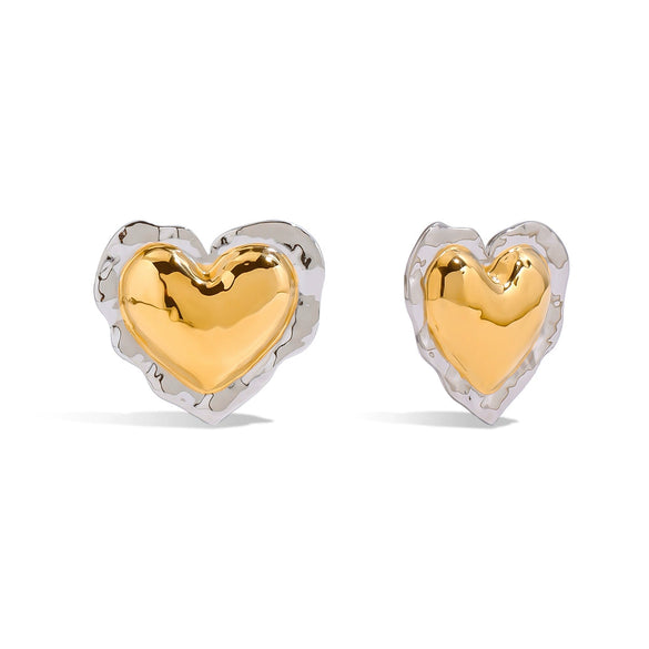 Minimalist Stainless Steel Heart Earrings With Unique Design And Electroplating Niche Stud Earrings Light Luxury Smooth Ruffled Geometric Earrings For Women