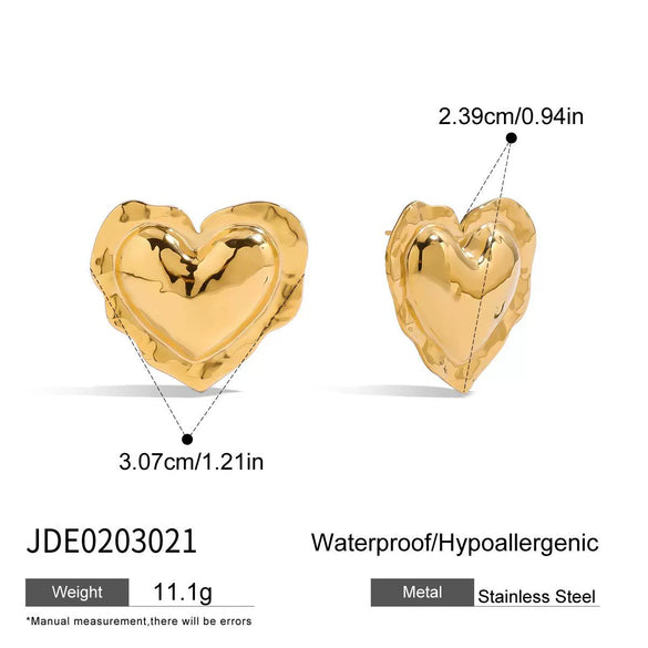 Minimalist Stainless Steel Heart Earrings With Unique Design And Electroplating Niche Stud Earrings Light Luxury Smooth Ruffled Geometric Earrings For Women