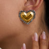 Minimalist Stainless Steel Heart Earrings With Unique Design And Electroplating Niche Stud Earrings Light Luxury Smooth Ruffled Geometric Earrings For Women