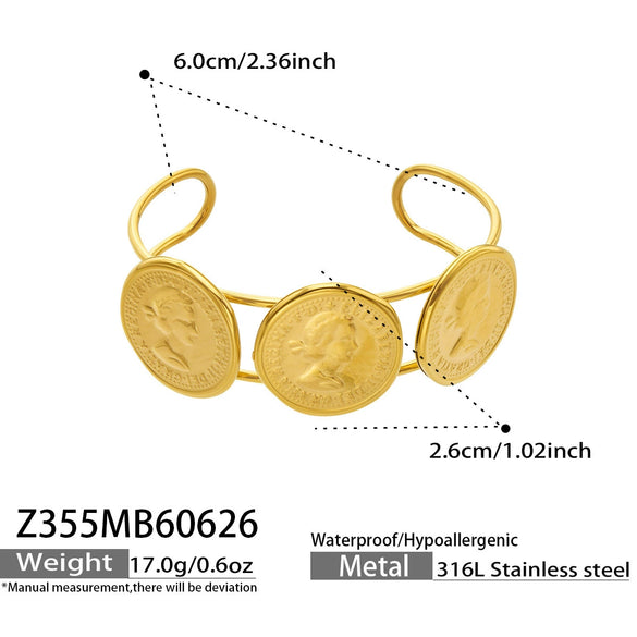 Minimalist Stainless Steel 18K Gold Plated Geometric Open Bracelet For Women Fashion Jewelry