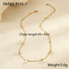 Minimalist Stainless Steel Necklace With Faux Pearl Pendant Geometric Design Electroplated For Women
