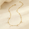 Minimalist Stainless Steel Necklace With Faux Pearl Pendant Geometric Design Electroplated For Women