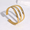 Minimalist Stainless Steel Open Bracelet For Women With Bold Geometric Design And Electroplated Finish