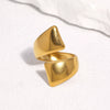 Minimalist Stainless Steel Open Ring For Women With Smooth Geometric Three Thick Line Design And Electroplated Finish