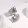 Minimalist Stainless Steel Open Ring For Women With Smooth Geometric Three Thick Line Design And Electroplated Finish