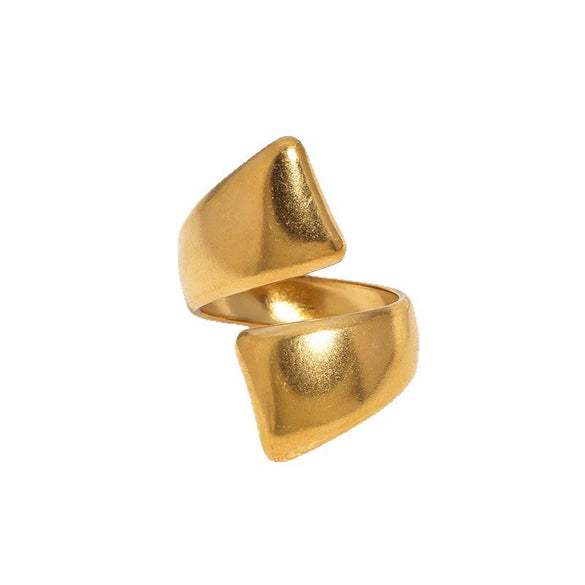 Minimalist Stainless Steel Open Ring For Women With Smooth Geometric Three Thick Line Design And Electroplated Finish