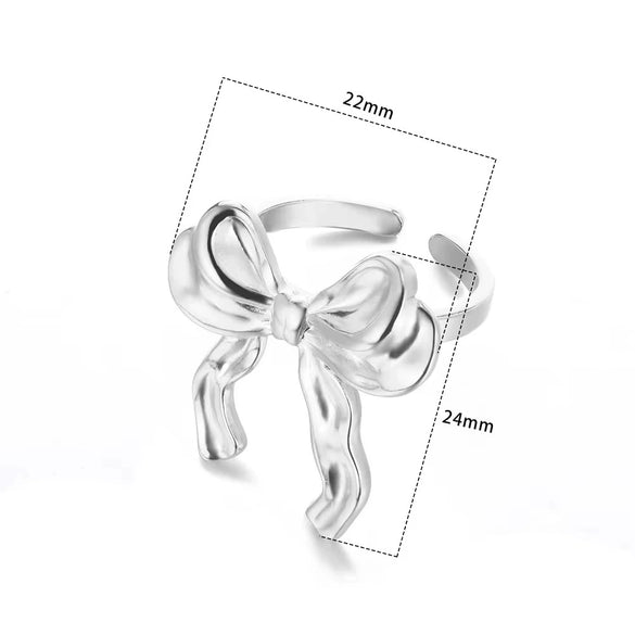 Minimalist Stainless Steel Open Ring With Sun Heart Floral And Animal Cutout Design White Gold Plated Adjustable Unisex Fashion Jewelry