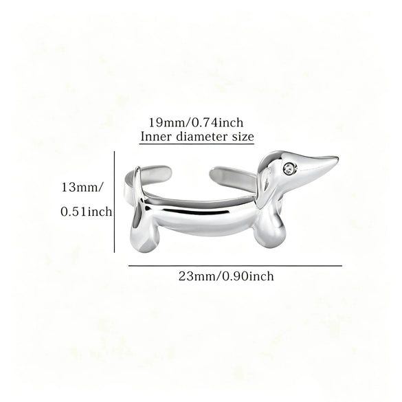 Minimalist Stainless Steel Open Ring With Sun Heart Floral And Animal Cutout Design White Gold Plated Adjustable Unisex Fashion Jewelry