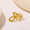 Minimalist Stainless Steel Ring With 18K Gold Double Water Drop Line Asymmetric Geometric Design Electroplated