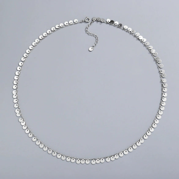 Minimalist 925 Sterling Silver Geometric Round Tassel Necklace With Electroplated Cross Chain Collarbone Jewelry For Women
