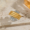 Minimalist Striped Cross Geometric Stainless Steel Gold Colorblocking Stud Earrings And Rings For Women Electroplated Light Luxury Highend Niche Jewelry