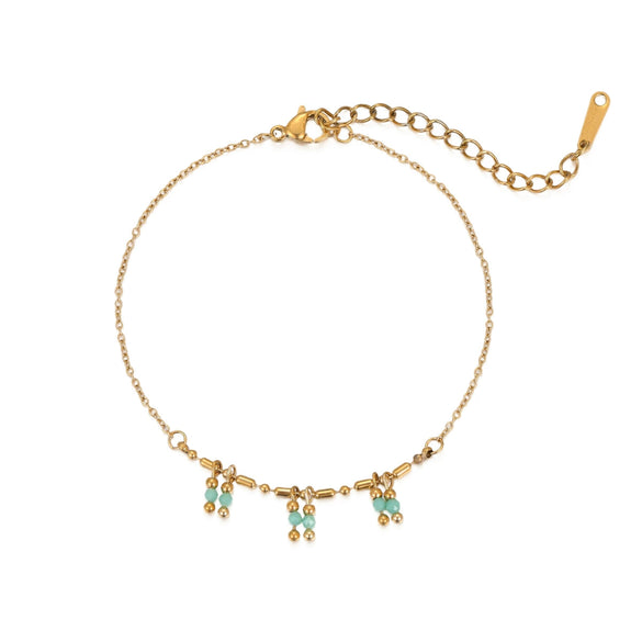 Minimalist Style Natural Stone Natural Pearl Stainless Steel Gold Plated Geometric Pattern Women's Bracelet