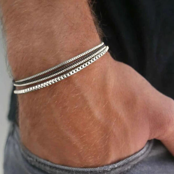 Minimalist Style Stainless Steel Geometric Box Chain Bracelet Set Jewelry With Electroplating