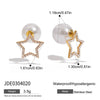 Minimalist Style Stainless Steel Pearl Earrings With Diamonds And Hollow Oval Geometric Design Electroplated Jewelry For Women