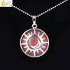 Minimalist Sun And Moon Round Pendant Necklace With Natural Stone Copper Ball Chain Electroplated Symbol Jewelry
