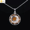 Minimalist Sun And Moon Round Pendant Necklace With Natural Stone Copper Ball Chain Electroplated Symbol Jewelry