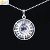 Minimalist Sun And Moon Round Pendant Necklace With Natural Stone Copper Ball Chain Electroplated Symbol Jewelry