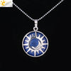Minimalist Sun And Moon Round Pendant Necklace With Natural Stone Copper Ball Chain Electroplated Symbol Jewelry