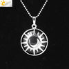 Minimalist Sun And Moon Round Pendant Necklace With Natural Stone Copper Ball Chain Electroplated Symbol Jewelry