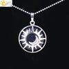 Minimalist Sun And Moon Round Pendant Necklace With Natural Stone Copper Ball Chain Electroplated Symbol Jewelry