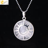 Minimalist Sun And Moon Round Pendant Necklace With Natural Stone Copper Ball Chain Electroplated Symbol Jewelry