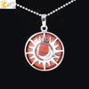 Minimalist Sun And Moon Round Pendant Necklace With Natural Stone Copper Ball Chain Electroplated Symbol Jewelry