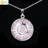 Minimalist Sun And Moon Round Pendant Necklace With Natural Stone Copper Ball Chain Electroplated Symbol Jewelry
