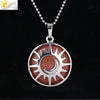 Minimalist Sun And Moon Round Pendant Necklace With Natural Stone Copper Ball Chain Electroplated Symbol Jewelry