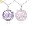 Minimalist Sun And Moon Round Pendant Necklace With Natural Stone Copper Ball Chain Electroplated Symbol Jewelry