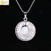 Minimalist Sun And Moon Round Pendant Necklace With Natural Stone Copper Ball Chain Electroplated Symbol Jewelry