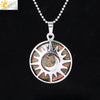 Minimalist Sun And Moon Round Pendant Necklace With Natural Stone Copper Ball Chain Electroplated Symbol Jewelry