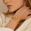 Minimalist Sunshaped Threelayer Interwoven Open Bracelet For Women Stainless Steel Zircon Inlaid 18K Gold Plated Jewelry